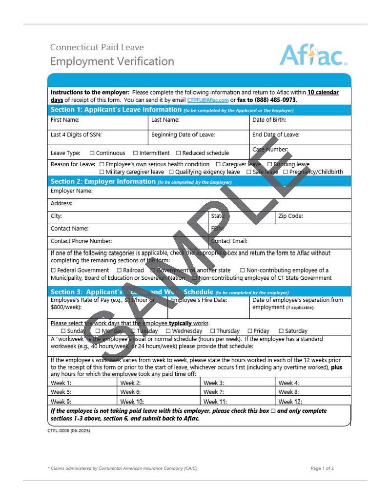 Sample Employment Verification form