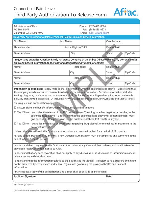 Sample Third Party Authorization to Release form