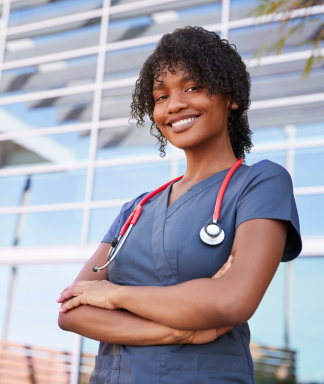Female healthcare worker with a stethoscope